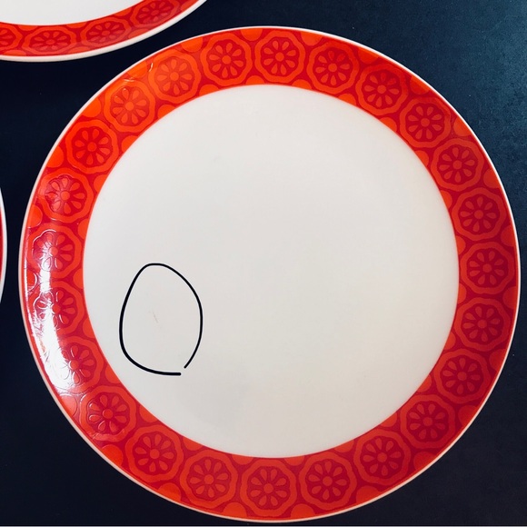 4 Winterling Bavaria Lunch Salad Plates 7.75" Red Orange MCM Floral Daisy 60s - Picture 15 of 16